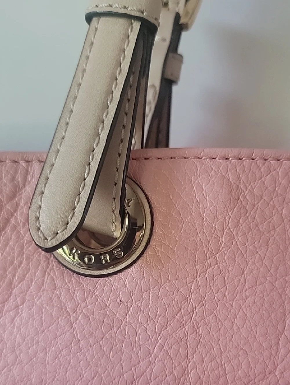 Michael Kors Blush Pink Leather Tote with Gold Accents